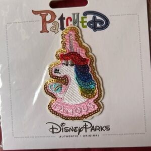 Disney Parks Pink Sequin Embroidered Pixar InsiOut Rainbow Unicorn PatcheD Patch